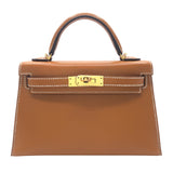 エルメス HERMES ミニケリー2 U刻 ナチュラルサブレ ゴールド金具 ヴォーバトラー レディース ショルダーバッグ