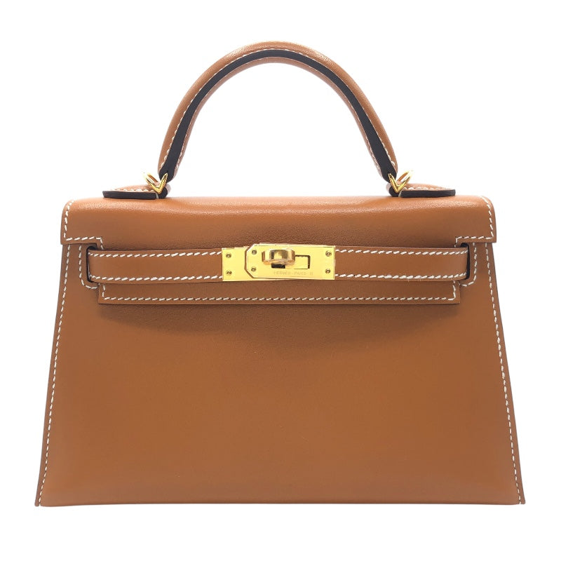 エルメス HERMES ミニケリー2 U刻 ナチュラルサブレ ゴールド金具 ヴォーバトラー レディース ショルダーバッグ