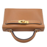 エルメス HERMES ミニケリー2 U刻 ナチュラルサブレ ゴールド金具 ヴォーバトラー レディース ショルダーバッグ