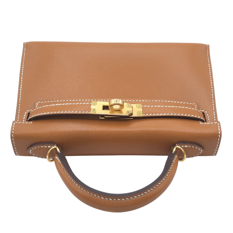 エルメス HERMES ミニケリー2 U刻 ナチュラルサブレ ゴールド金具 ヴォーバトラー レディース ショルダーバッグ