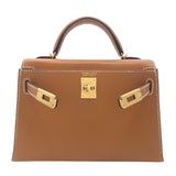 エルメス HERMES ミニケリー2 U刻 ナチュラルサブレ ゴールド金具 ヴォーバトラー レディース ショルダーバッグ