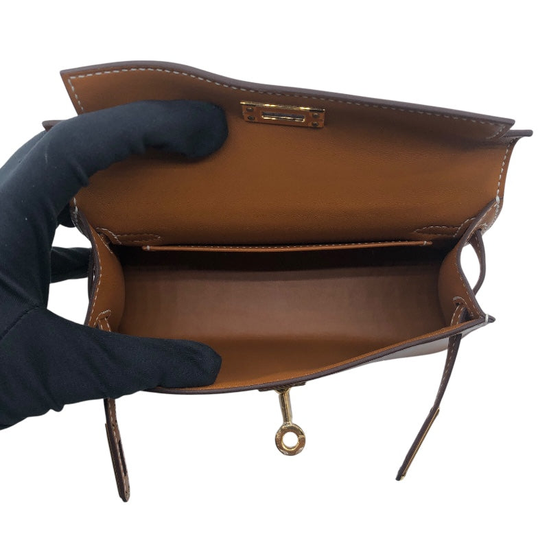 エルメス HERMES ミニケリー2 U刻 ナチュラルサブレ ゴールド金具 ヴォーバトラー レディース ショルダーバッグ