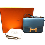 エルメス HERMES コンスタンス1 24 W刻 ニューブルージーン　ゴールド金具 エプソン レディース ショルダーバッグ