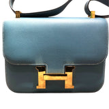 エルメス HERMES コンスタンス1 24 W刻 ニューブルージーン　ゴールド金具 エプソン レディース ショルダーバッグ