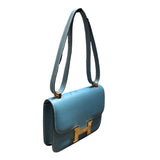 エルメス HERMES コンスタンス1 24 W刻 ニューブルージーン　ゴールド金具 エプソン レディース ショルダーバッグ