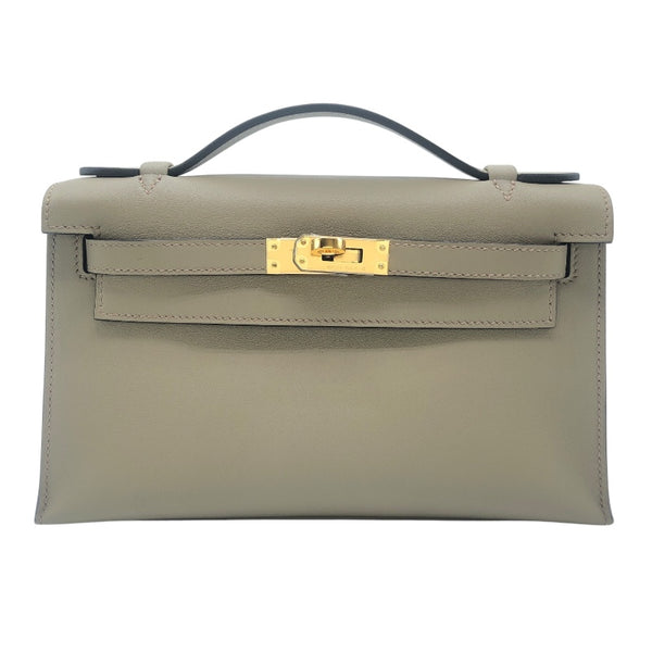 エルメス HERMES ポシェットケリー W刻 ベージュマルファ　GD金具 スイフト レディース ハンドバッグ