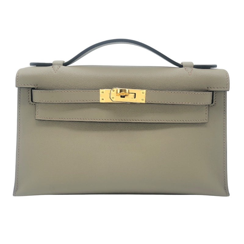 エルメス HERMES ポシェットケリー W刻 ベージュマルファ　GD金具 スイフト レディース ハンドバッグ
