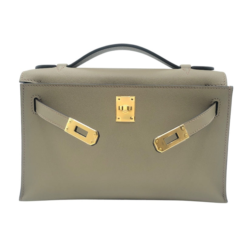 エルメス HERMES ポシェットケリー W刻 ベージュマルファ　GD金具 スイフト レディース ハンドバッグ