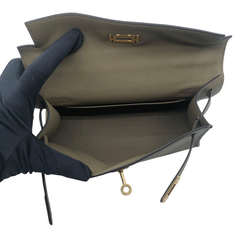 エルメス HERMES ポシェットケリー W刻 ベージュマルファ　GD金具 スイフト レディース ハンドバッグ