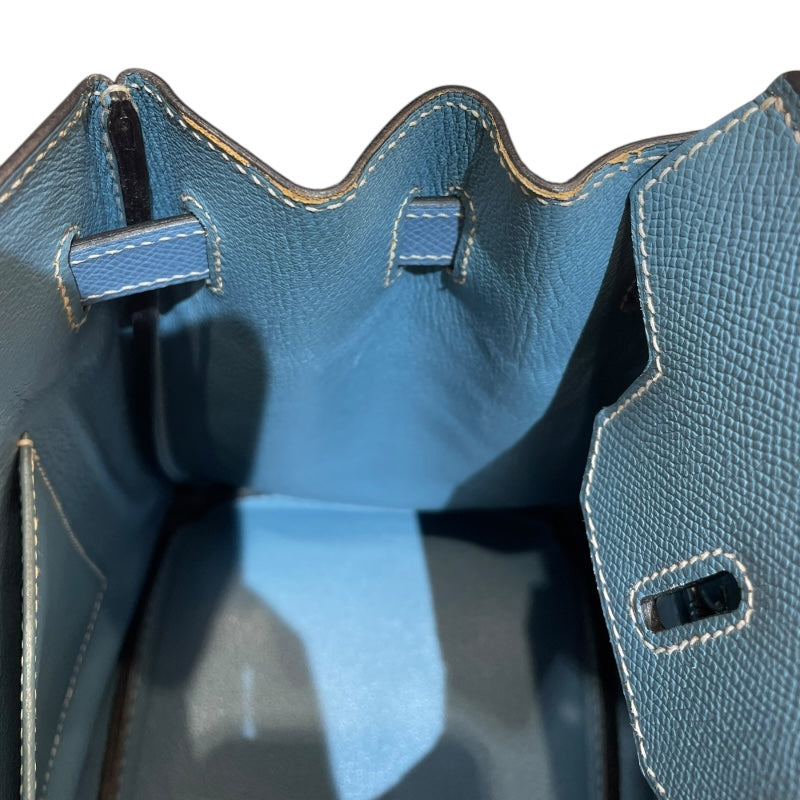 エルメス HERMES バーキン30 □M刻 ブルージーン シルバー金具 エプソン レディース ハンドバッグ