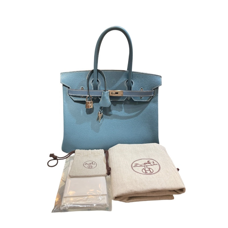 エルメス HERMES バーキン30 □M刻 ブルージーン シルバー金具 エプソン レディース ハンドバッグ