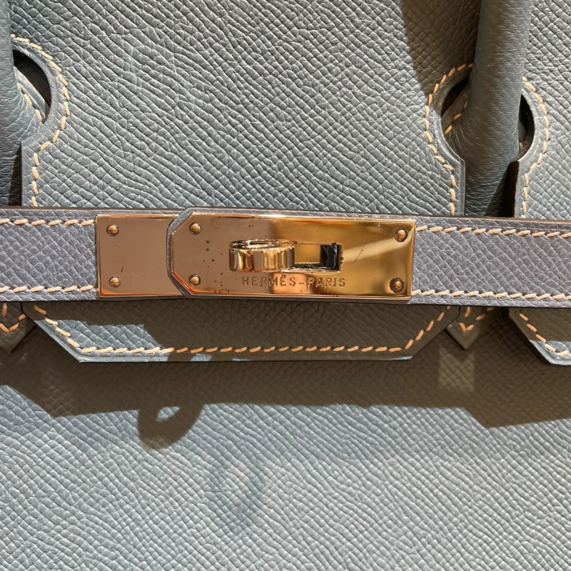 エルメス HERMES バーキン30 □M刻 ブルージーン シルバー金具 エプソン レディース ハンドバッグ