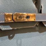 エルメス HERMES バーキン30 □M刻 ブルージーン シルバー金具 エプソン レディース ハンドバッグ