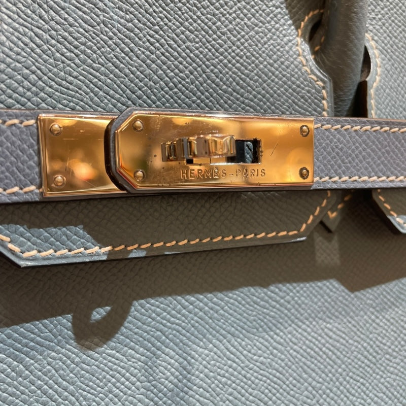 エルメス HERMES バーキン30 □M刻 ブルージーン シルバー金具 エプソン レディース ハンドバッグ