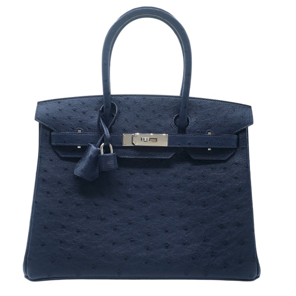 エルメス HERMES バーキン30 D刻 ブルーアイリス　SV金具 オーストリッチ レディース ハンドバッグ