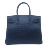 エルメス HERMES バーキン30 D刻 ブルーアイリス　SV金具 オーストリッチ レディース ハンドバッグ