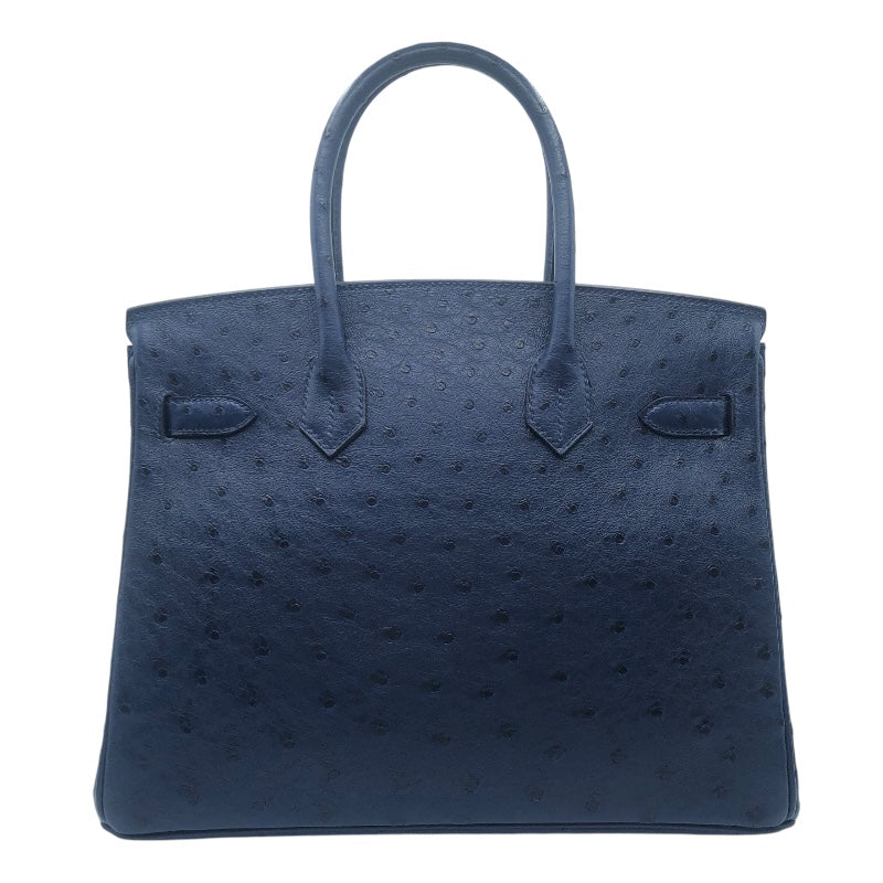 エルメス HERMES バーキン30 D刻 ブルーアイリス　SV金具 オーストリッチ レディース ハンドバッグ