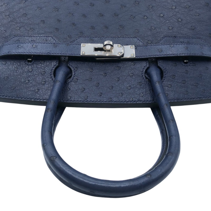 エルメス HERMES バーキン30 D刻 ブルーアイリス　SV金具 オーストリッチ レディース ハンドバッグ