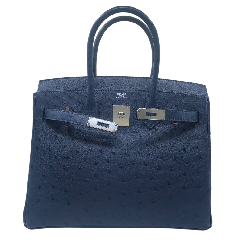 エルメス HERMES バーキン30 D刻 ブルーアイリス　SV金具 オーストリッチ レディース ハンドバッグ