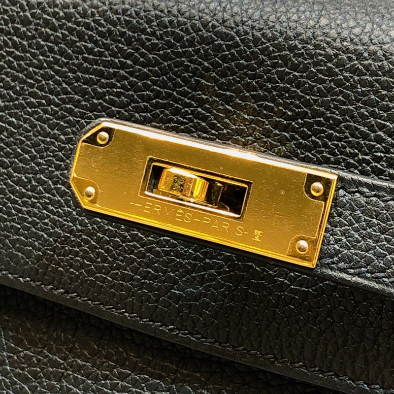 エルメス HERMES ケリー28 内縫い A刻(2017年製) ブラック ゴールド金具 トゴ レディース ショルダーバッグ