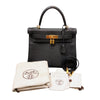 エルメス HERMES ケリー28 内縫い A刻(2017年製) ブラック ゴールド金具 トゴ レディース ショルダーバッグ