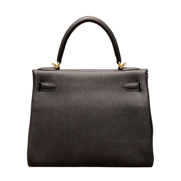 エルメス HERMES ケリー28 内縫い A刻(2017年製) ブラック ゴールド金具 トゴ レディース ショルダーバッグ