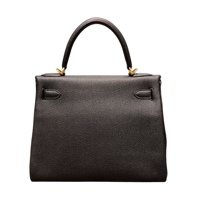 エルメス HERMES ケリー28 内縫い A刻(2017年製) ブラック ゴールド金具 トゴ レディース ショルダーバッグ