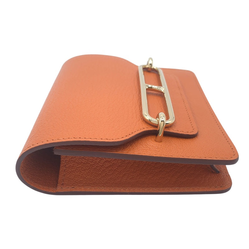 エルメス HERMES ロウリス　スリムウォレット B刻 ポティロン　GD金具 シェーブル レディース 二つ折り財布