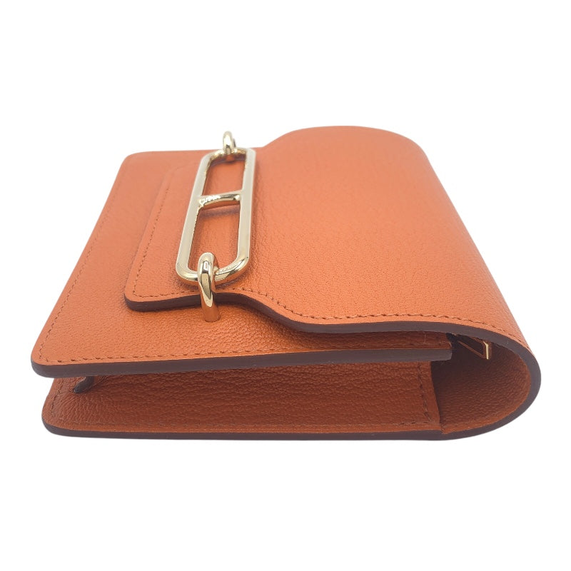 エルメス HERMES ロウリス　スリムウォレット B刻 ポティロン　GD金具 シェーブル レディース 二つ折り財布