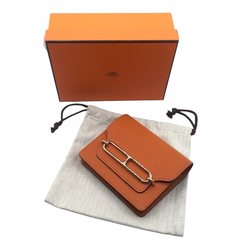 エルメス HERMES ロウリス　スリムウォレット B刻 ポティロン　GD金具 シェーブル レディース 二つ折り財布