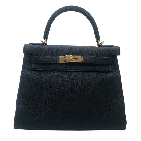 エルメス HERMES ケリー28　内縫い B刻 ブラック　GD金具 トゴ レディース ショルダーバッグ