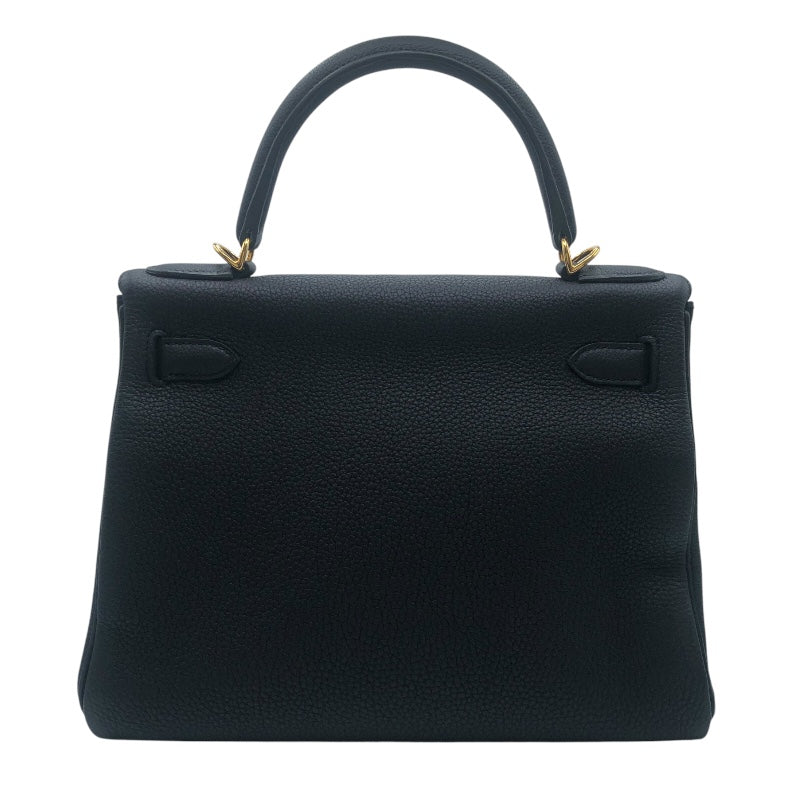 エルメス HERMES ケリー28　内縫い B刻 ブラック　GD金具 トゴ レディース ショルダーバッグ
