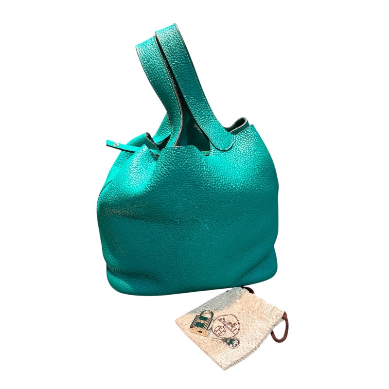 エルメス HERMES ピコタンロックMM C刻 ヴェールヴェローヌ シルバー金具 トリヨンクレマンス レディース ハンドバッグ