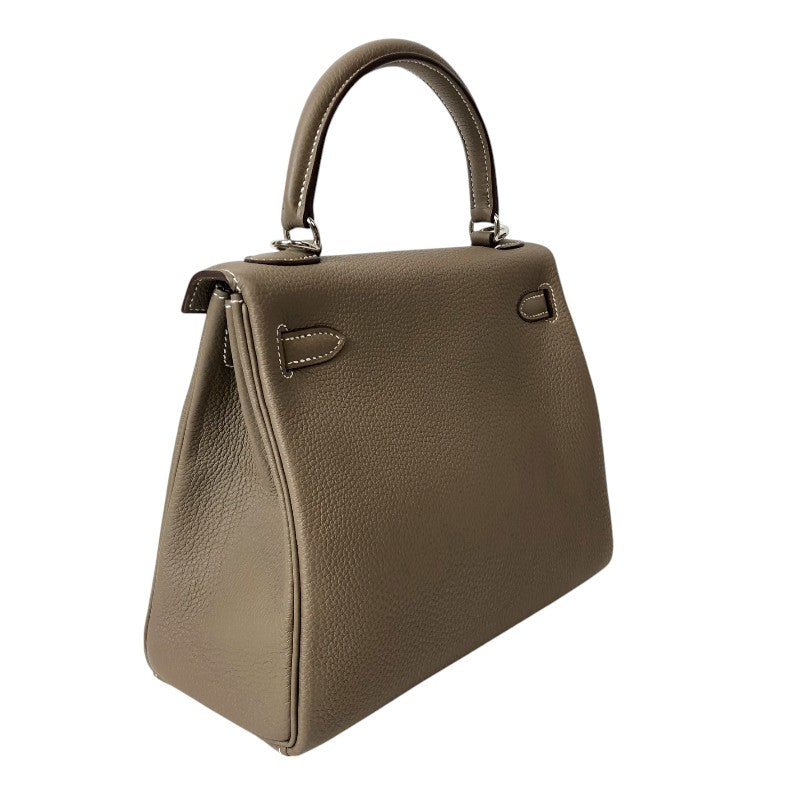 エルメス HERMES ケリー25 内縫い B刻印 エトゥープ シルバー金具 トゴ レディース ショルダーバッグ