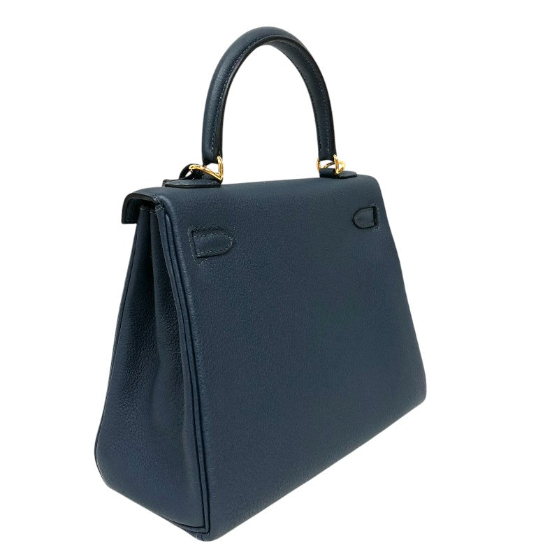 エルメス HERMES ケリー25 内縫い W刻印 ブルードプリュス ゴールド金具 トゴ レディース ショルダーバッグ