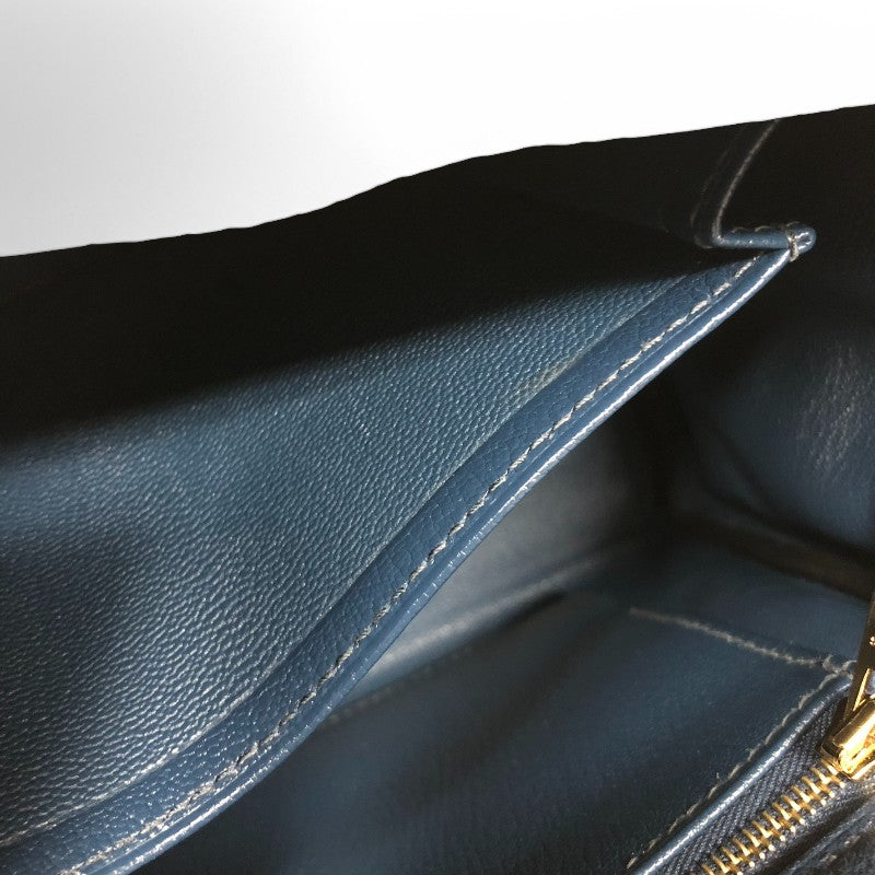 エルメス HERMES ケリー25 内縫い W刻印 ブルードプリュス ゴールド金具 トゴ レディース ショルダーバッグ