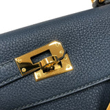 エルメス HERMES ケリー25 内縫い W刻印 ブルードプリュス ゴールド金具 トゴ レディース ショルダーバッグ
