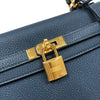 エルメス HERMES ケリー25 内縫い W刻印 ブルードプリュス ゴールド金具 トゴ レディース ショルダーバッグ