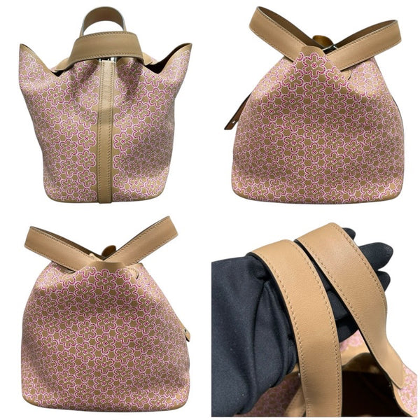 エルメス HERMES ピコタンロックPM　ラッキーデイジー U刻 チャイ・ピンク・ホワイト　シルバー金具 スイフト レディース ハンドバッグ