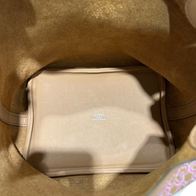 エルメス HERMES ピコタンロックPM　ラッキーデイジー U刻 チャイ・ピンク・ホワイト　シルバー金具 スイフト レディース ハンドバッグ