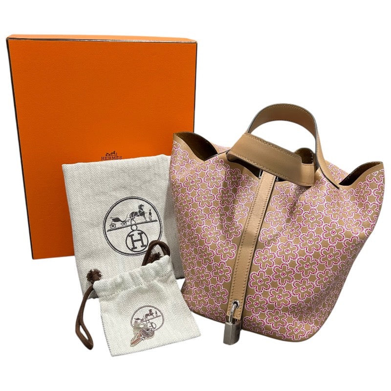 エルメス HERMES ピコタンロックPM　ラッキーデイジー U刻 チャイ・ピンク・ホワイト　シルバー金具 スイフト レディース ハンドバッグ