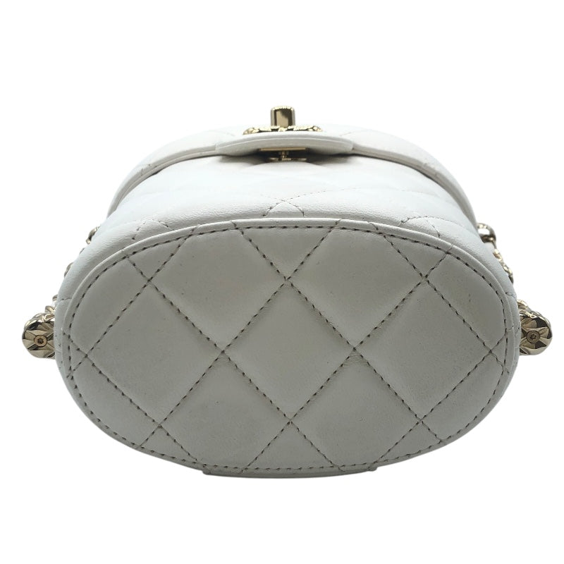 シャネル CHANEL パールラウンドチェーン 29番台 ホワイト GD金具 ラム レディース ショルダーバッグ 名東】【CHANEL】シャネル パールチェーンウォレット ショルダーバッグ