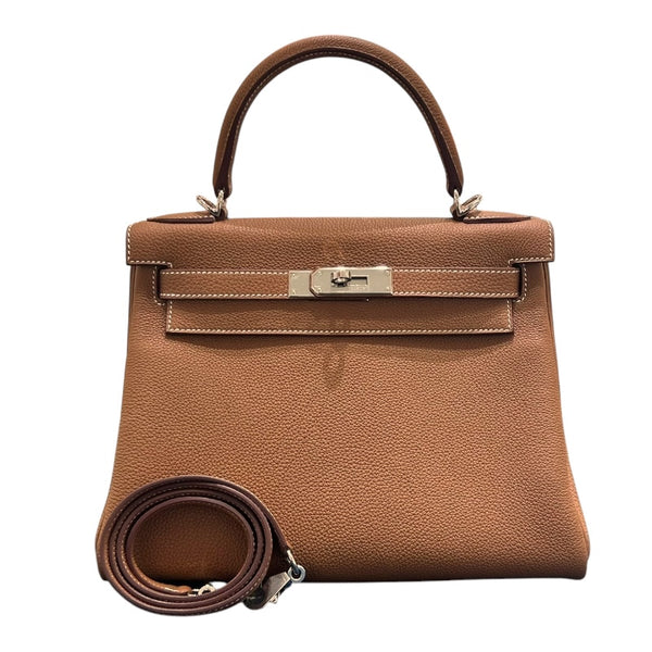 エルメス HERMES ケリー28 内縫い W刻 ゴールド シルバー金具 トゴ レディース ハンドバッグ