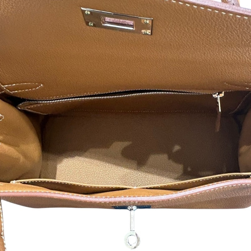 エルメス HERMES ケリー28 内縫い W刻 ゴールド シルバー金具 トゴ レディース ハンドバッグ