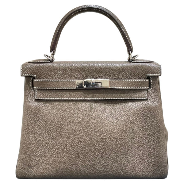 エルメス HERMES ケリー28 内縫い C刻 エトゥープ シルバー金具 トリヨン レディース ハンドバッグ