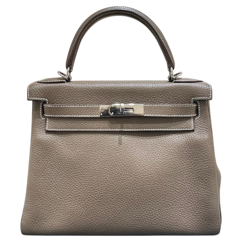 エルメス HERMES ケリー28 内縫い C刻 エトゥープ シルバー金具 トリヨン レディース ハンドバッグ