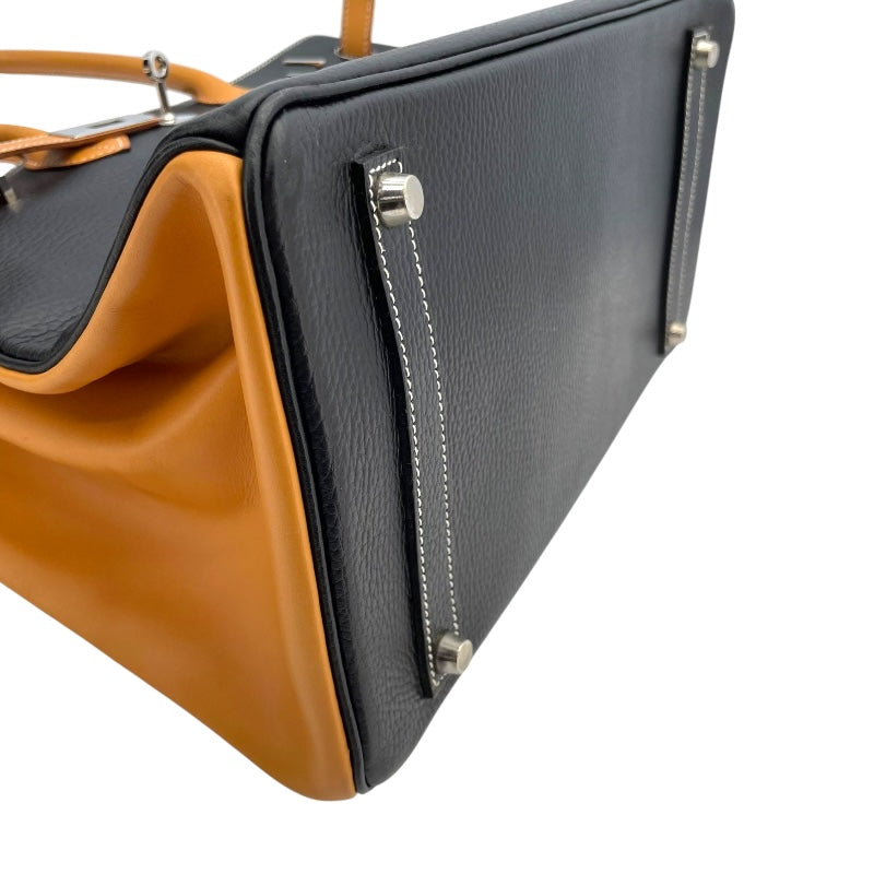 エルメス HERMES バーキン35 □F刻 ブラック ナチュラル シルバー金具 アルデンヌ・ヴァッシュ レディース トートバッグ