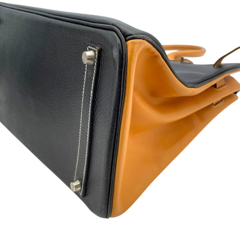 エルメス HERMES バーキン35 □F刻 ブラック ナチュラル シルバー金具 アルデンヌ・ヴァッシュ レディース トートバッグ
