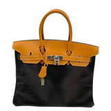 エルメス HERMES バーキン35 □F刻 ブラック ナチュラル シルバー金具 アルデンヌ・ヴァッシュ レディース トートバッグ