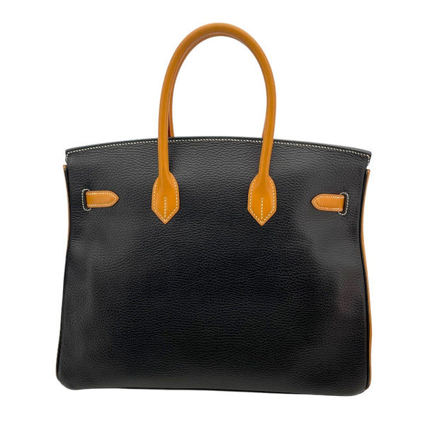 エルメス HERMES バーキン35 □F刻 ブラック ナチュラル シルバー金具 アルデンヌ・ヴァッシュ レディース トートバッグ